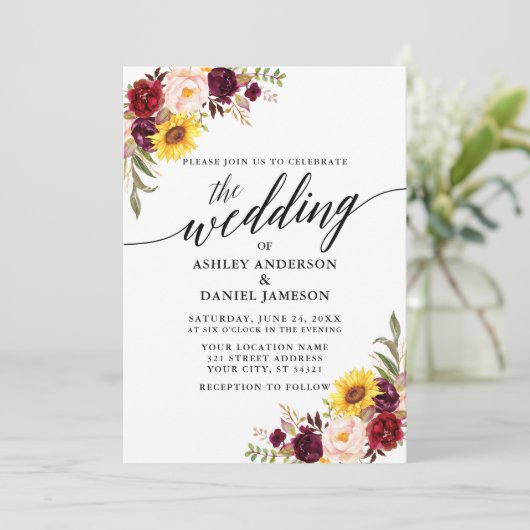 Moderne kalligrafie-Waterverf - gemengd huwelijk Kaart (Staand voorkant)