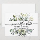 Moderne kalligrafie waterverf groen save the date (Voorkant / Achterkant)