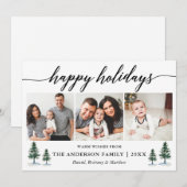 Moderne kalligrafie Waterverf Pines 3 Foto Feestdagenkaart (Voorkant / Achterkant)