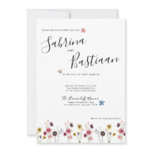 Moderne kalligrafie Waterverf Wildflowers Wedding