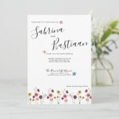 Moderne kalligrafie Waterverf Wildflowers Wedding Kaart (Staand voorkant)