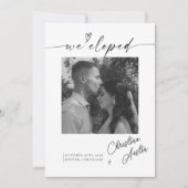 Moderne kalligrafie We Eloped Script Foto Bruiloft Aankondiging (Voorkant)