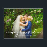 Moderne kalligrafie we hebben een huwelijksfoto briefkaart<br><div class="desc">Moderne kalligrafie-bruiloft foto we hebben een gehuwd koninklijk Briefkaart</div>