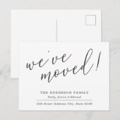 Moderne kalligrafie We hebben verhuisd aankondigin Aankondigingskaart (Voorkant / Achterkant)