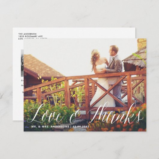 Moderne kalligrafie Weddenschap Bedankt Briefkaart (Voorkant / Achterkant)