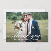 Moderne kalligrafie-weddenschap-bruidegom 6 foto's bedankkaart (Voorkant)