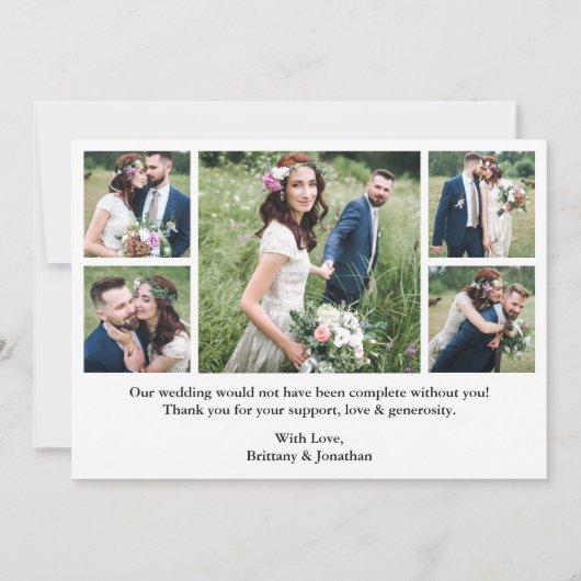 Moderne kalligrafie-weddenschap-bruidegom 6 foto's bedankkaart (Achterkant)