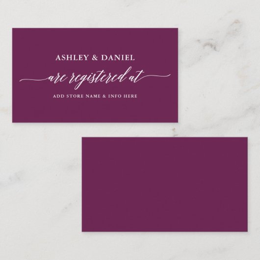 Moderne kalligrafie-weddenschap-chassis informatiekaartje (Voorkant / Achterkant)