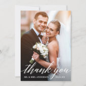 Moderne kalligrafie-weddenschap en foto van bruinv bedankkaart (Voorkant)