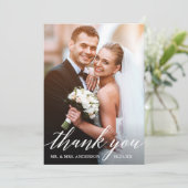 Moderne kalligrafie-weddenschap en foto van bruinv bedankkaart (Staand voorkant)