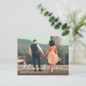 Moderne kalligrafie Weddenschap Foto Briefkaart (Staand voorkant)