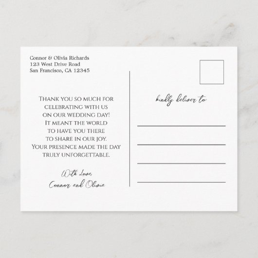 Moderne kalligrafie Weddenschap Foto Briefkaart (Achterkant)