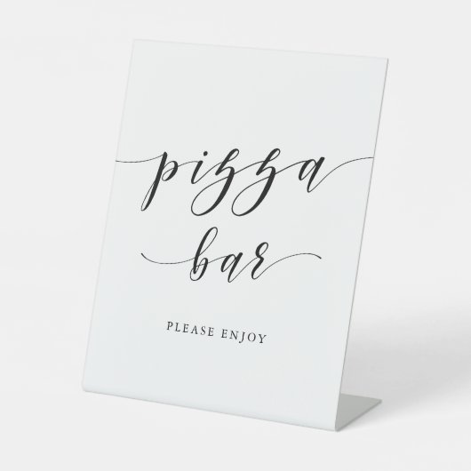 Moderne kalligrafie Weddenschap Pizza Bar Reclamebord Met Voetstuk (Voorkant)