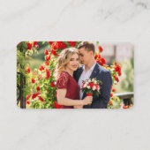 Moderne kalligrafie Weddenschap Rood Foto Informatiekaartje (Achterkant)