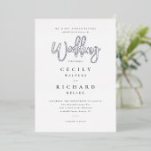 Moderne kalligrafie-weddenschap Silver Folie Uitnodiging (Staand Voorkant)