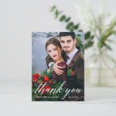 Moderne kalligrafie Wedding Foto bedankt Wat Briefkaart (Staand voorkant)