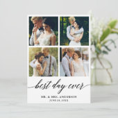 Moderne kalligrafie Weduwschap 4 Foto Beste Dag oo Bedankkaart (Staand voorkant)