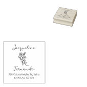 Moderne kalligrafie Wildflower Daisy retouradres Rubberstempel (Gestempeld)