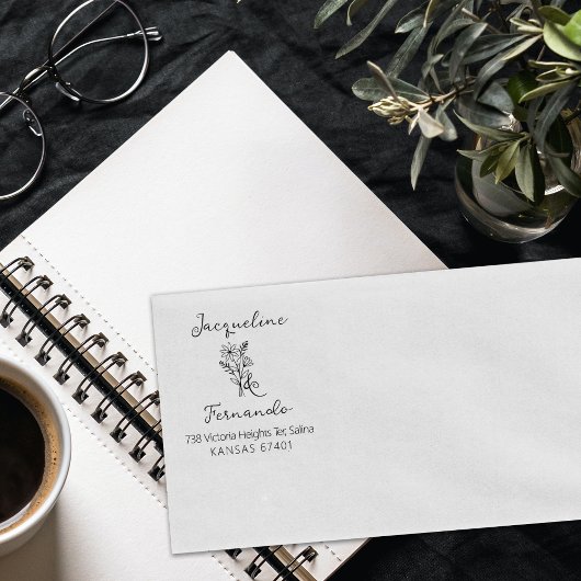 Moderne kalligrafie Wildflower Daisy retouradres Rubberstempel