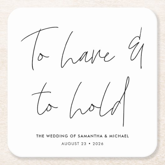 Moderne kalligrafie Wit-withuwelijk met Vows Black Kartonnen Onderzetters (Voorkant)