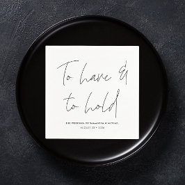 Moderne kalligrafie Wit-withuwelijk met Vows Black Servet