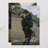 Moderne kalligrafie — Witte overlay foto Save The Date (Voorkant / Achterkant)