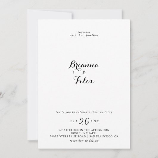 Moderne kalligrafie Wreath Wedding Kaart (Voorkant)