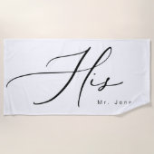 Moderne kalligrafie Zijne Honeymoon Strandlaken (Voorkant)