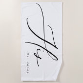 Moderne kalligrafie Zijne Honeymoon Strandlaken (Voorkant)