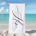 Moderne kalligrafie Zijne Honeymoon Strandlaken<br><div class="desc">Voor meer opties voor huwelijksuitnodigingen,  raadpleegt u het volledige elegante collectie voor calligrafische bruiloft: https://www.zazzle.com/collections/modern_minimalist-119052317964885904?rf=238296117664346256</div>