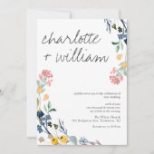 Moderne kalligrafie Zomer Wildflower bruiloft Kaart (Voorkant)