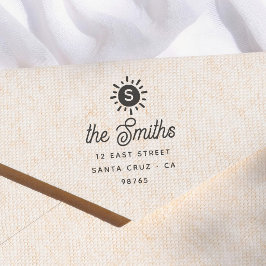 Moderne kalligrafie Zon illustratie Retouradres Rubberstempel