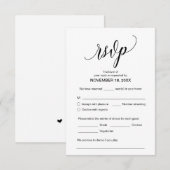 Moderne kalligrafie, zwart, bruiloft-binnenste RSV Informatiekaartje (Voorkant / Achterkant)