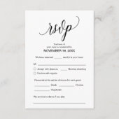 Moderne kalligrafie, zwart, bruiloft-binnenste RSV Informatiekaartje (Voorkant)