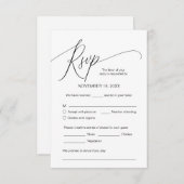 Moderne kalligrafie, zwart, bruiloft-binnenste RSV Informatiekaartje (Voorkant / Achterkant)