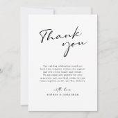 Moderne kalligrafie zwart en wit eenvoudig huwelij bedankkaart (Voorkant)