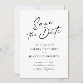 Moderne kalligrafie zwart en wit eenvoudig huwelij save the date