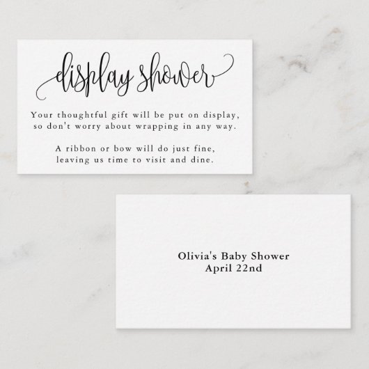 Moderne kalligrafie, zwart en wit, Shower Informatiekaartje (Voorkant / Achterkant)