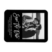 Moderne Kalligrafie Zwart Foto Save the Date Magneet (Horizontaal)