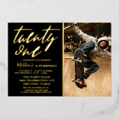 Moderne kalligrafie zwart & Gold 21-dag Folie Uitnodiging (Voorkant)