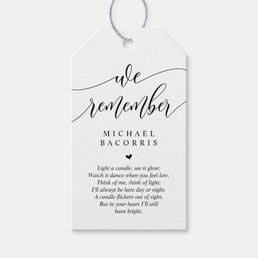 Moderne kalligrafie, zwart lettertype, begrafenis, cadeaulabel (Voorkant)