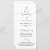 Moderne kalligrafie, zwart script, bruiloft-ceremo programmakaart (Voorkant / Achterkant)