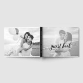 Moderne kalligrafie zwart-wit 2 foto-bruiloft gastenboek (Volledig)