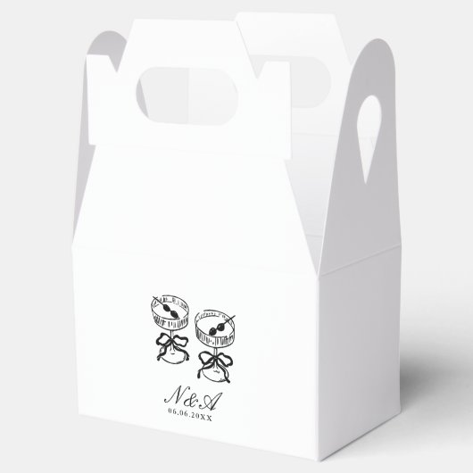 Moderne Kalligrafie Zwart & Wit Bruiloft Bedankdoosjes (Geopend)