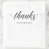 Moderne kalligrafie Zwart-wit bruiloft Bedankt Rechthoekige Sticker (Tas)