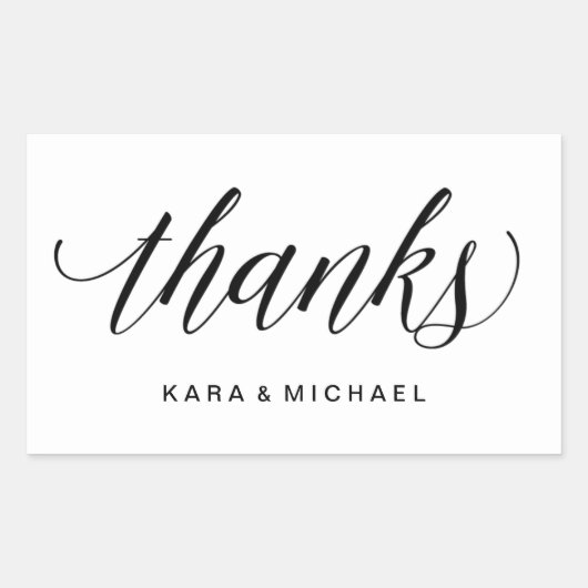 Moderne kalligrafie Zwart-wit bruiloft Bedankt Rechthoekige Sticker (Voorkant)