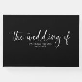 Moderne kalligrafie zwart-wit bruiloft gastenboek (Voorkant)