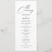 Moderne kalligrafie zwart-wit bruiloft programma programmakaart (Voorkant)