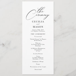 Moderne kalligrafie zwart-wit bruiloft programma programmakaart