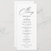 Moderne kalligrafie zwart-wit bruiloft programma programmakaart (Voorkant / Achterkant)